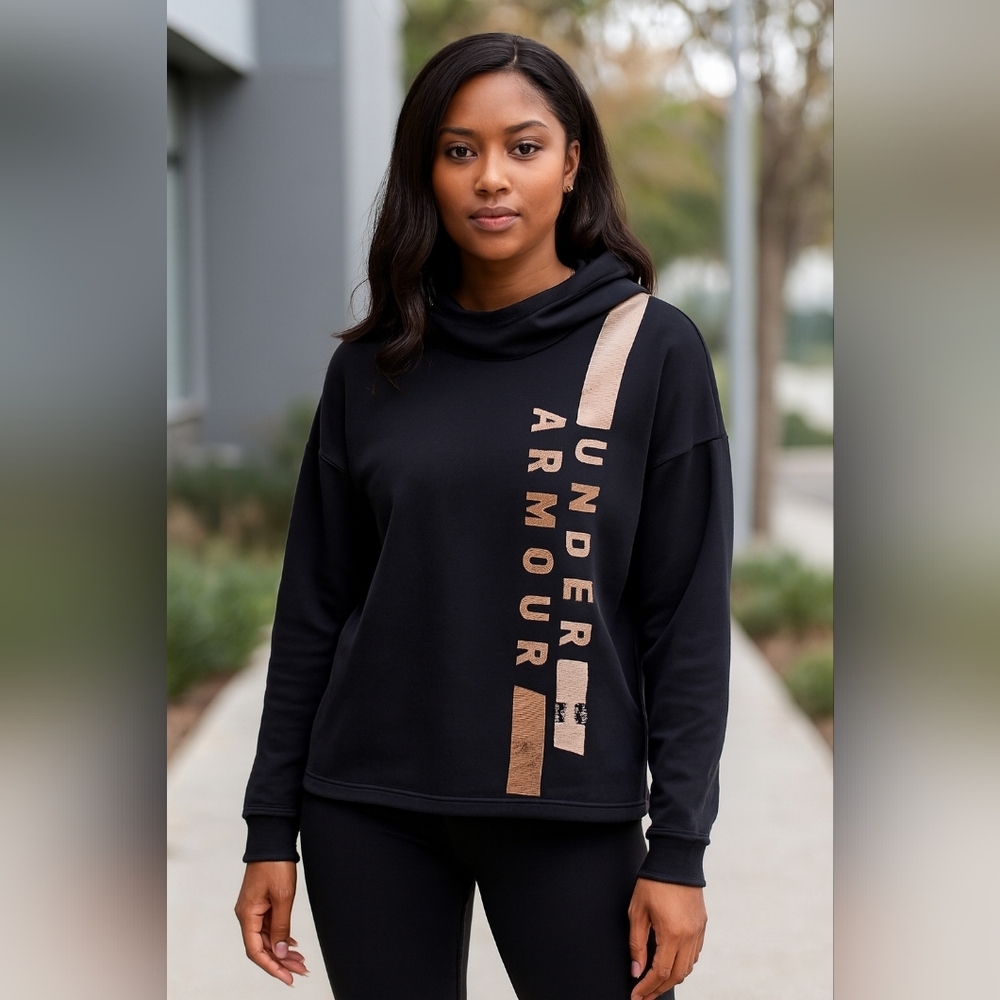 UNDER ARMOUR Athletic‎ Athleisure Pullover S Black Fall Lined hoodie (#779)